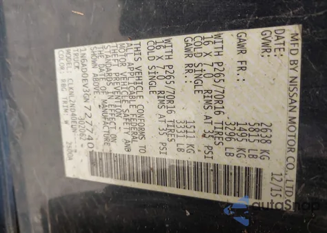 2016 Nissan Frontier Sv from USA, damaged, VIN 1N6AD0EV3GN727740